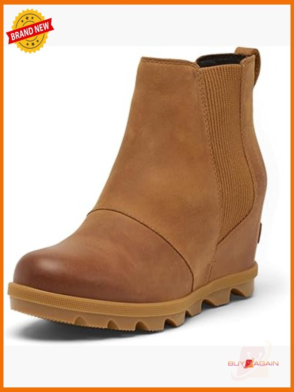 Leather Chelsea Wedge Boots with Waterproof Rubber Sole